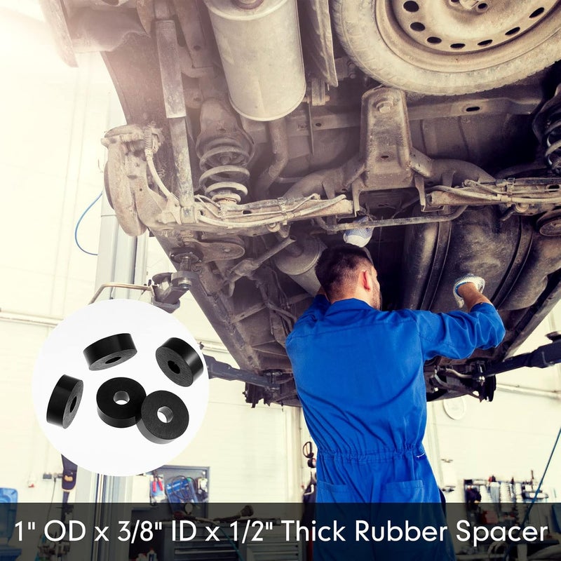 Fabbay Multi Purpose Rubber Spacer 1 OD x 3/8 ID x 1/2 Inch Thickness Black Round Rubber Washers Anti Vibration Bushings Spacers Washers for Home and Car Accessories(64 Pcs) - Image 5